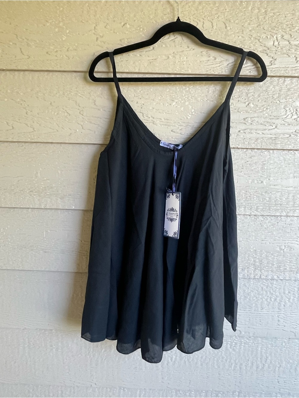 NWT Tempo Paris Made in Italy Black Cotton Gauze Swing Tank Cami M
